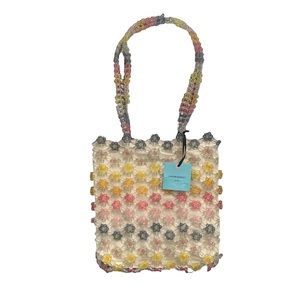Cynthia Rowley Beaded Floral Shoulder Bag Tote